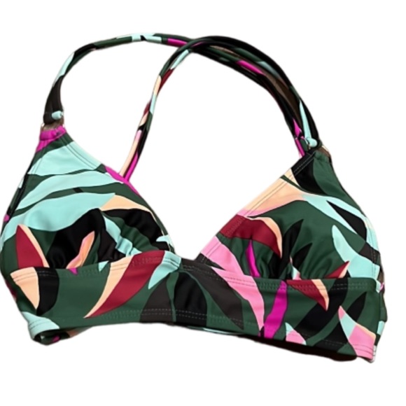 Macy’s NWT Junior’s Tropical Hula Honey Bikini Top Size XS Strappy Crisscross - Picture 3 of 16
